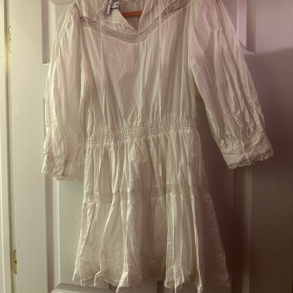 LOVESHACKFANCY x Target Talulah Pintuck Yolk Lace White Mini Dress-Size S - Picture 4 of 5